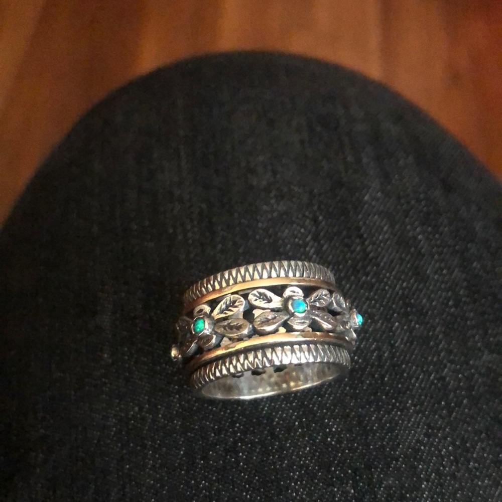Sterling Silver and 14k Gold Spinning Ring